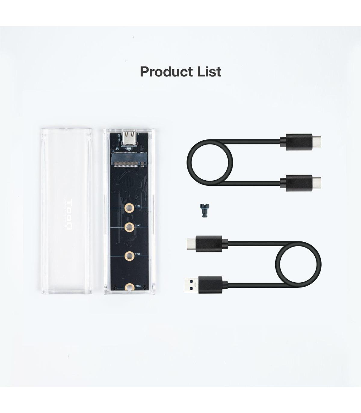 Caja Externa Para Disco SSD M.2 NVMe TooQ TQE-2200  USB 3.2  Sin Tornillos