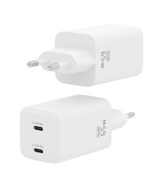 Cargador De Pared GaN Aisens ASCH-65W2P039-W  2xUSB Tipo-C  65W