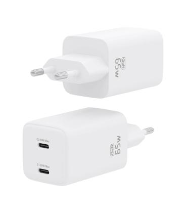 Cargador De Pared GaN Aisens ASCH-65W2P039-W  2xUSB Tipo-C  65W