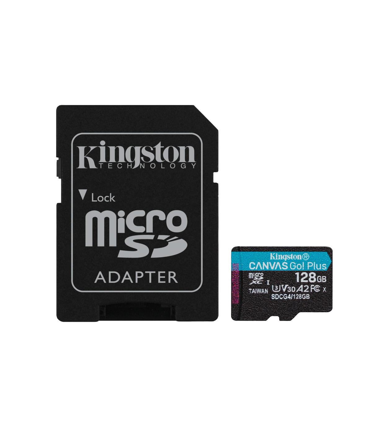 Kingston Technology Tarjeta MicroSDXC Canvas Go Plus Gen4 De 128 GB, 200 MB s, A2 U3 V30 Y Adaptador