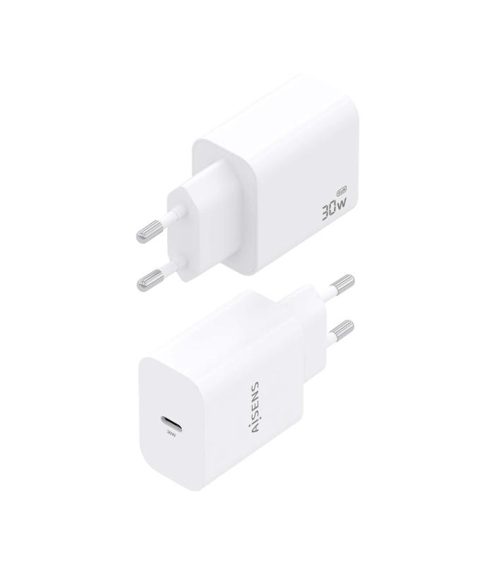 Cargador De Pared GaN Aisens A110-0940  1xUSB Tipo-C  30W  Blanco