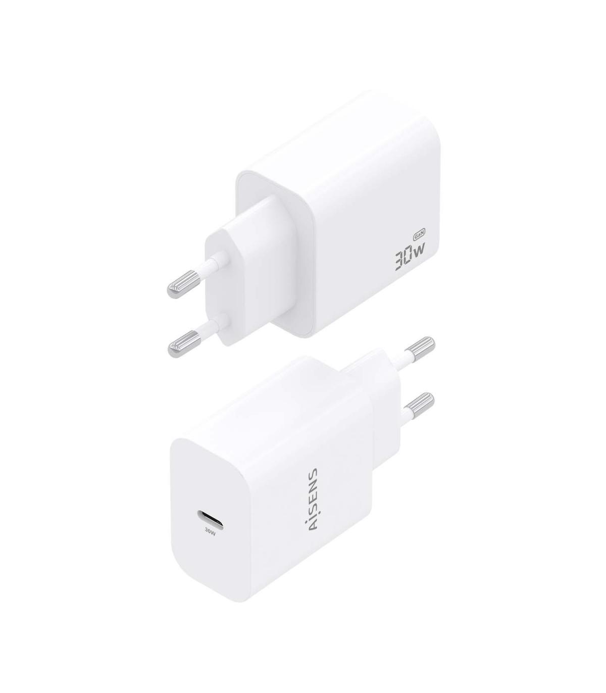 Cargador De Pared GaN Aisens A110-0940  1xUSB Tipo-C  30W  Blanco