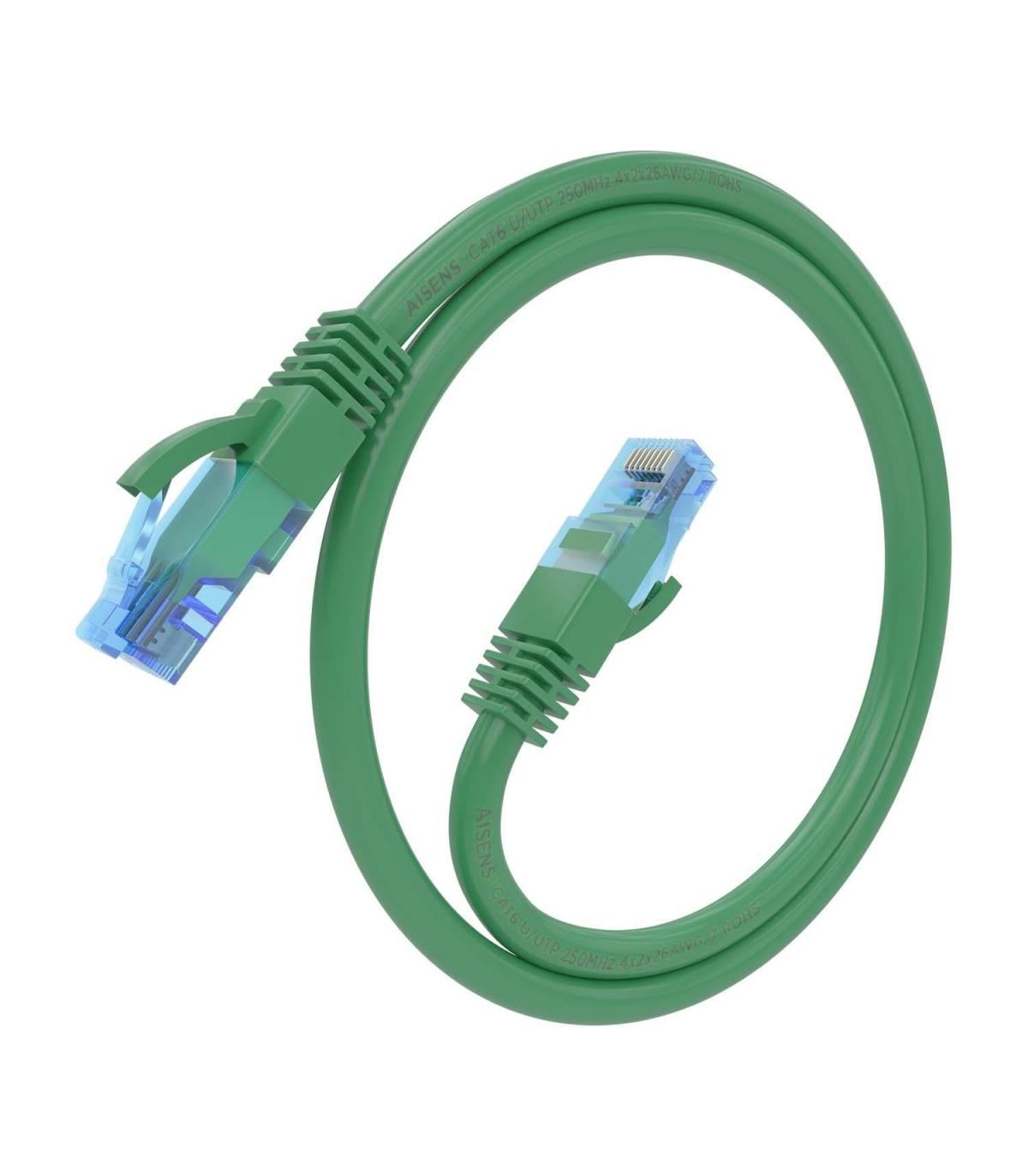 CABLE RED LATIGUILLO RJ45 CAT.6 UTP AWG26 CCA VERDE 30CM AISENS A135-0806