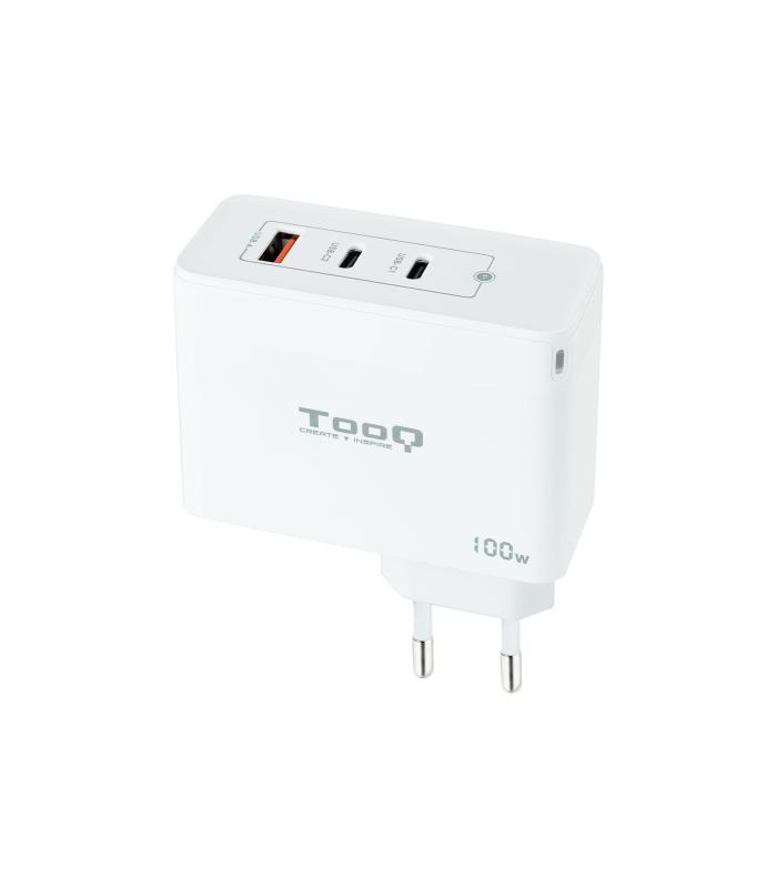 Cargador De Pared GaN TooQ TQWC-GANQC2PD100W  2xUSB Tipo-C  1xUSB  100W