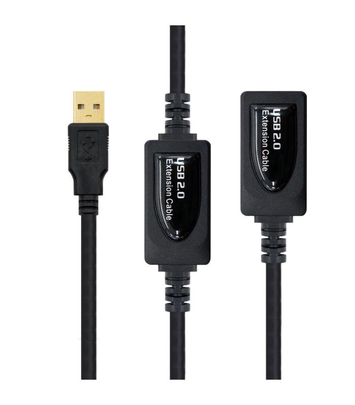 Cable Alargador USB 2.0 Nanocable 10.01.0213  USB Macho - USB Hembra  15m  Negro