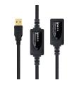 Cable Alargador USB 2.0 Nanocable 10.01.0213/ USB Macho - USB Hembra/ 15m/ Negro