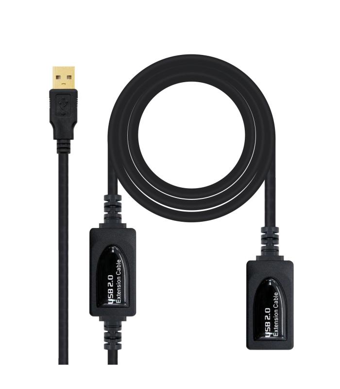 Cable Alargador USB 2.0 Nanocable 10.01.0213  USB Macho - USB Hembra  15m  Negro