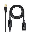 Cable Alargador USB 2.0 Nanocable 10.01.0213  USB Macho - USB Hembra  15m  Negro