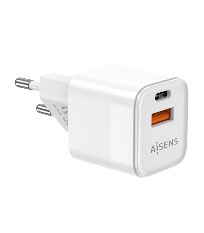 CARGADOR GAN AISENS 20W 1XUSB-C PD3.0 QC4.0 1XUSB-A QC3.0 BLANCO