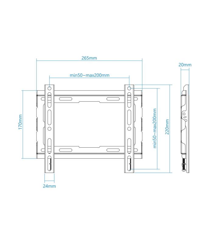 Soporte De Pared Fijo TooQ LP1043F-B Para TV De 23-43'  Hasta 45kg