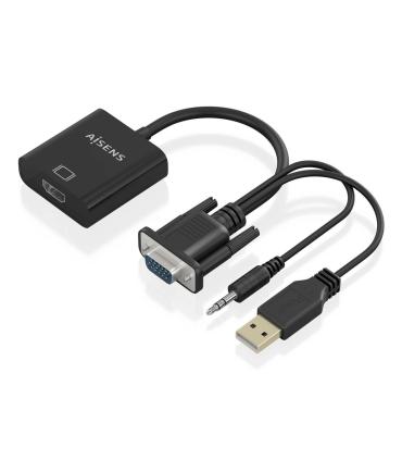 Cable Conversor Aisens A115-0872 SVGA Macho - USB Macho  Jack Macho - HDMI Hembra  20cm  Negro