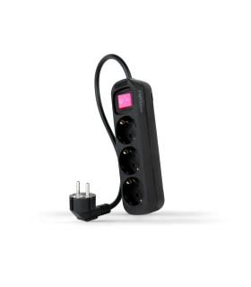 REGLETA 3 TOMAS INTERRUPTOR 1.4 M NEGRA