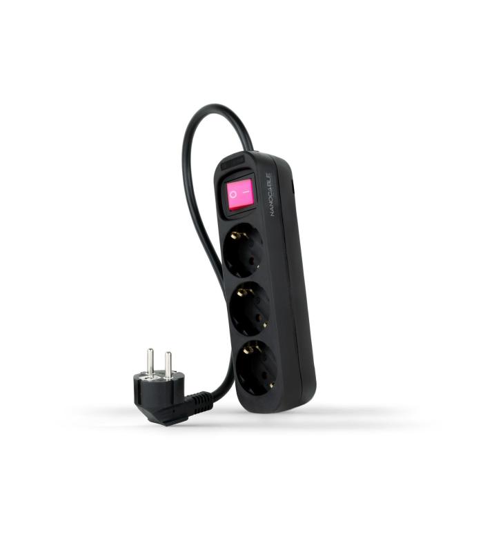 REGLETA 3 TOMAS INTERRUPTOR 1.4 M NEGRA