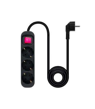 REGLETA 3 TOMAS INTERRUPTOR 1.4 M NEGRA