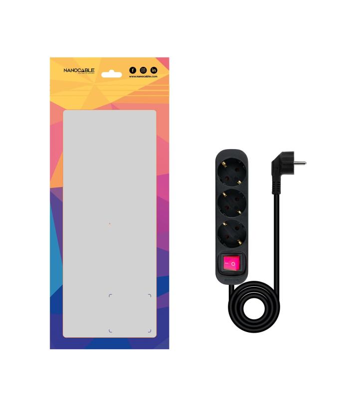 REGLETA 3 TOMAS INTERRUPTOR 1.4 M NEGRA