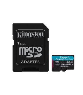 Kingston Technology Tarjeta MicroSDXC Canvas Go Plus Gen4 De 64 GB, 200 MB s, A2 U3 V30 Y Adaptador