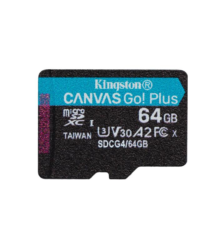 Kingston Technology Tarjeta MicroSDXC Canvas Go Plus Gen4 De 64 GB, 200 MB s, A2 U3 V30 Y Adaptador