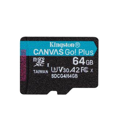 Kingston Technology Tarjeta MicroSDXC Canvas Go Plus Gen4 De 64 GB, 200 MB s, A2 U3 V30 Y Adaptador