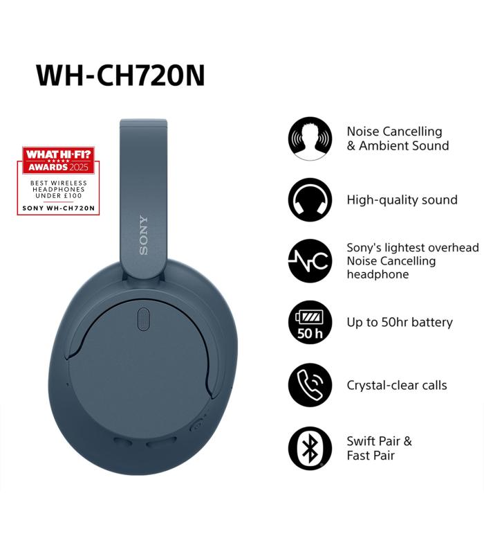 Auriculares Inalmbricos Sony WH-CH720N  Con Micrfono  Bluetooth  Azules