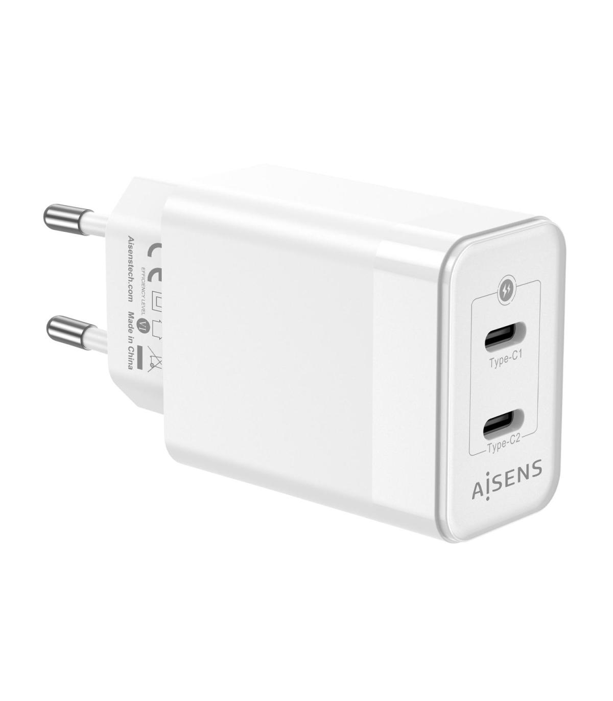 Cargador De Pared GaN Aisens ASCH-45W2P005-W  2xUSB Tipo-C  45W