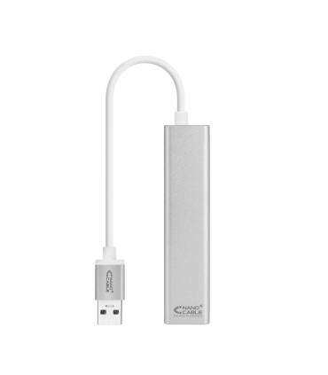 Conversor USB 3.0 A Ethernet Gigabit RJ45 + 3xUSB 3.0 - Plata - 15 Cm