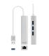 Conversor USB 3.0 A Ethernet Gigabit RJ45 + 3xUSB 3.0 - Plata - 15 Cm