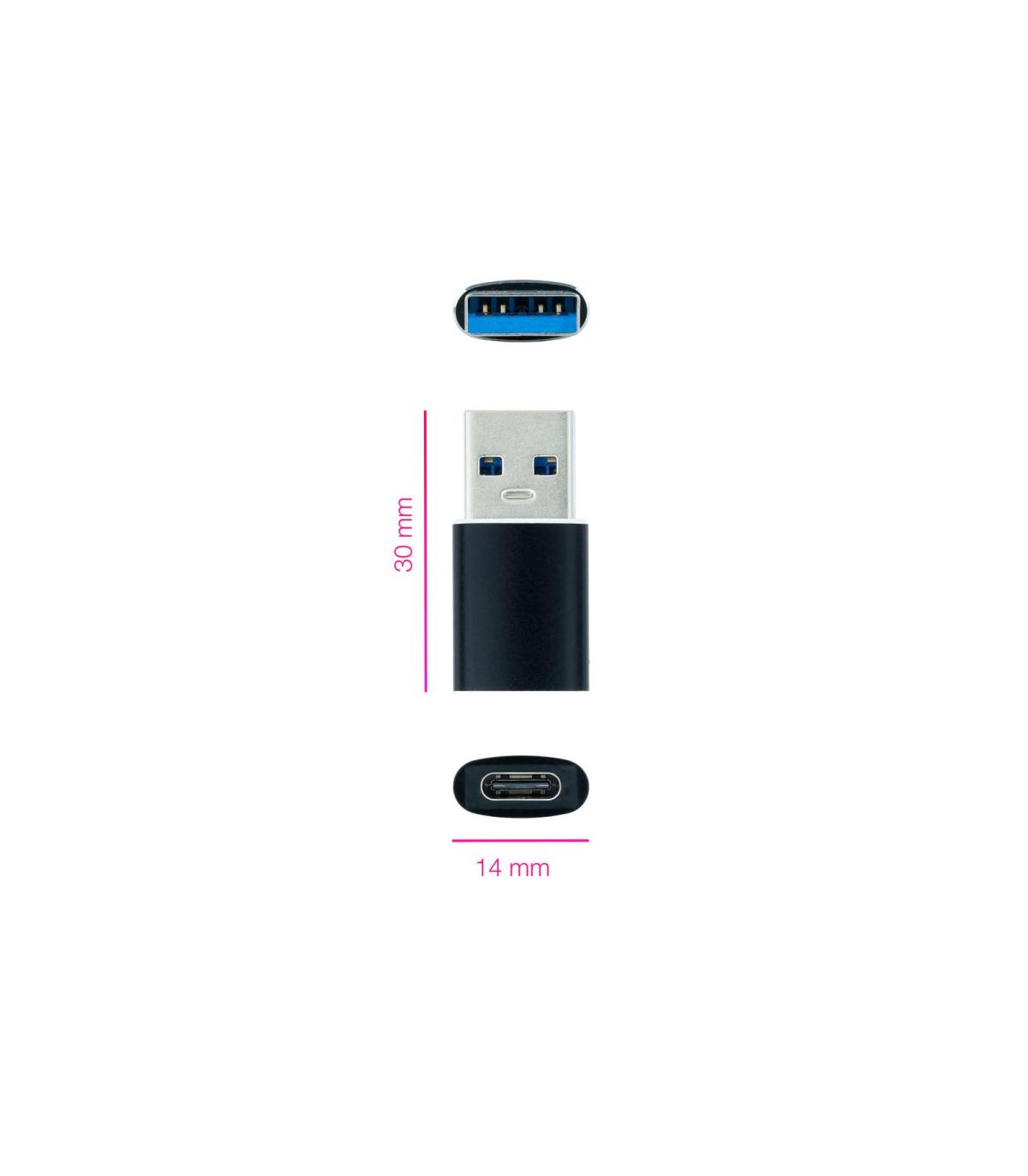Nanocable Adaptador USB-A 3.1 A USB-C, USB-A M-USB-C H, Negro