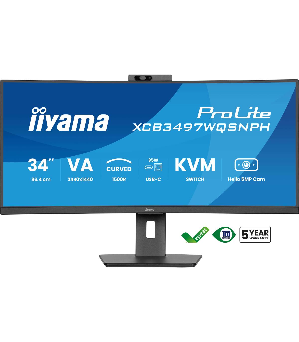 MONITOR IIYAMA VA, 2H 1DP,DOCK, KVM,  95W, 5MP HELLO