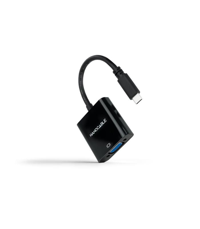 Nanocable Conversor USB-C M A VGA H Negro 10cm