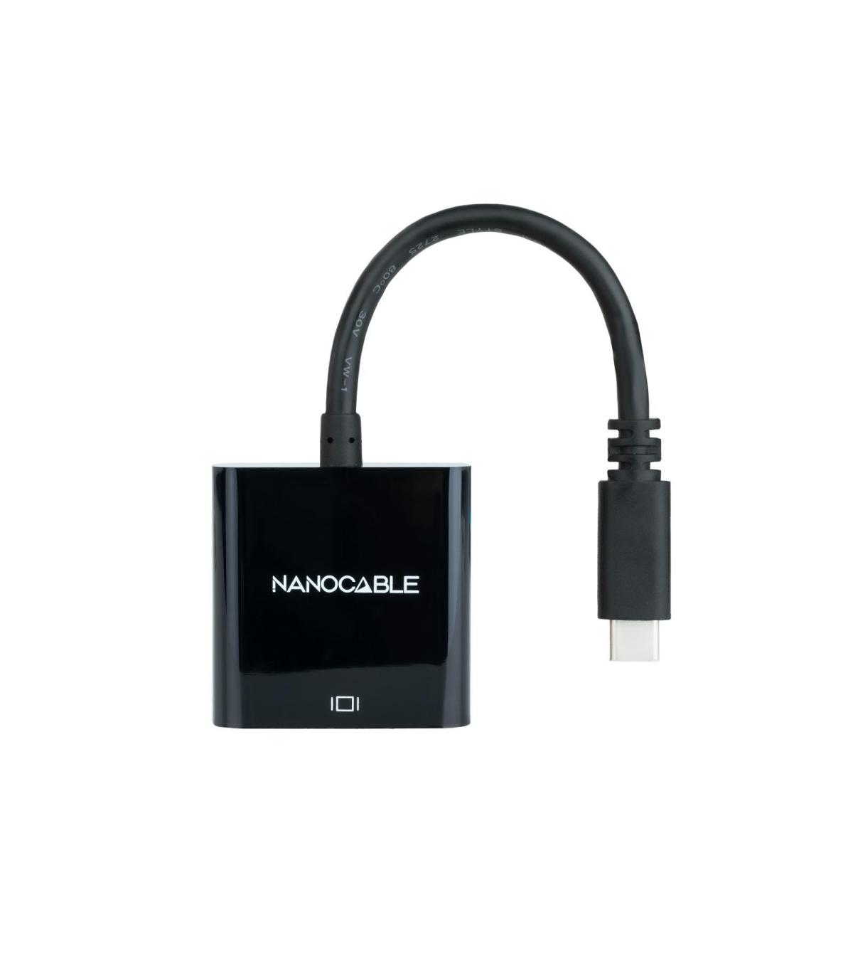 Nanocable Conversor USB-C M A VGA H Negro 10cm