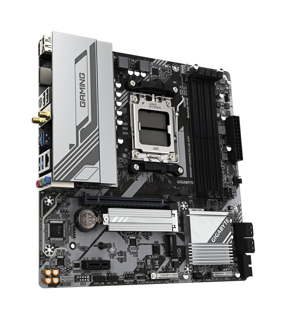 GIGABYTE B650M GAMING PLUS WIFI Placa Base - Procesadores AMD Ryzen 9000, VRM De 5+2+2 Fases, Hasta 8000 MHz DDR5, 2xPCIe 4.0 M.