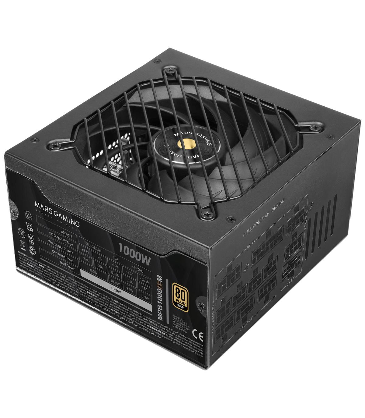 Fuente De Alimentacin Mars Gaming MPB1000SIM  1000W  Ventilador 14cm  80 Plus Gold