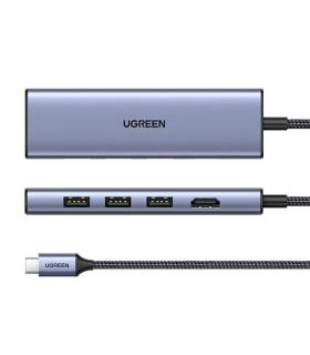 HUB UGREEN 6EN1 USB-C A HDMI + 3XUSB-A + SD TF