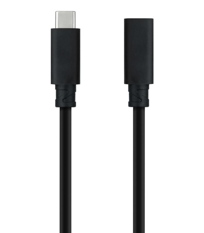 Cable Alargador USB Tipo-C 3.2 Nanocable 10.01.4500  USB Tipo-C Macho - USB Tipo-C Hembra  50cm  Negro