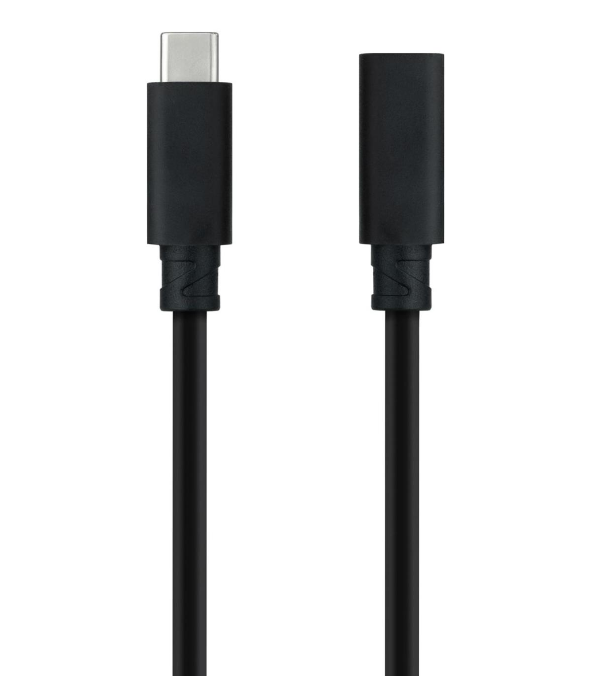 Cable Alargador USB Tipo-C 3.2 Nanocable 10.01.4500  USB Tipo-C Macho - USB Tipo-C Hembra  50cm  Negro
