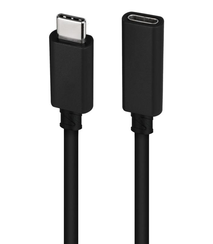 Cable Alargador USB Tipo-C 3.2 Nanocable 10.01.4500  USB Tipo-C Macho - USB Tipo-C Hembra  50cm  Negro