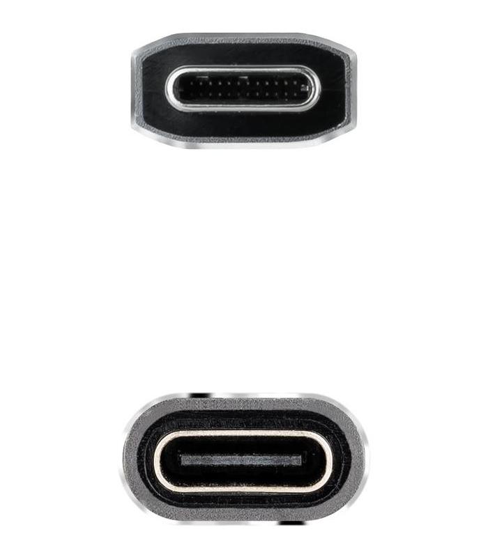 Cable Alargador USB Tipo-C 3.2 Nanocable 10.01.4500-COMB  USB Tipo-C Macho - USB Tipo-C Hembra  50cm  Negro