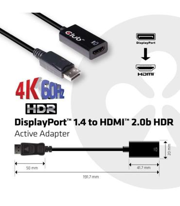 ADAPTADOR ACTIVO DP 1.4 A HDMI CLUB3D 2.0 HDR M H