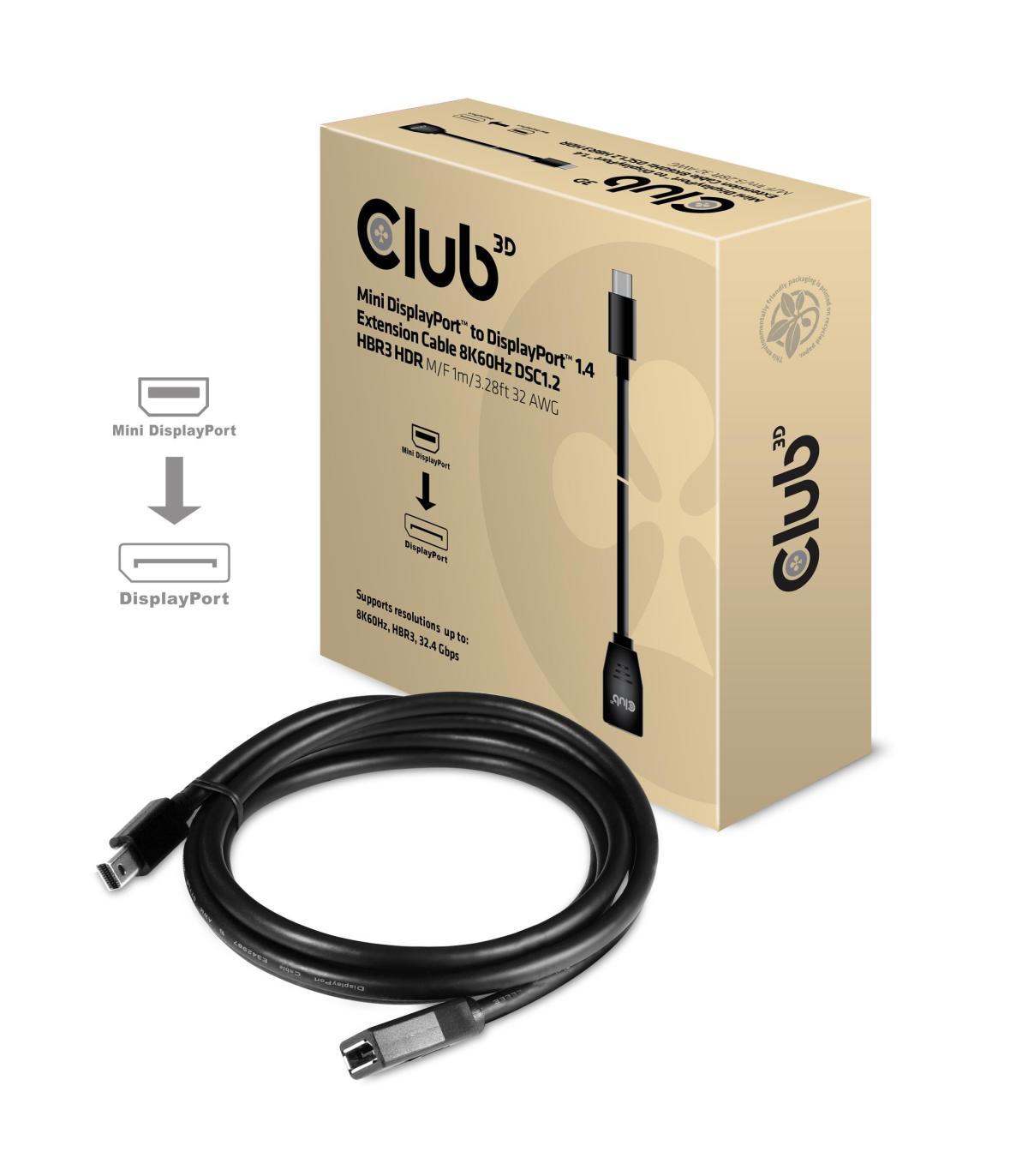 CABLE MINI DISPLAYPORT A DP 1.4 CLUB3D M H