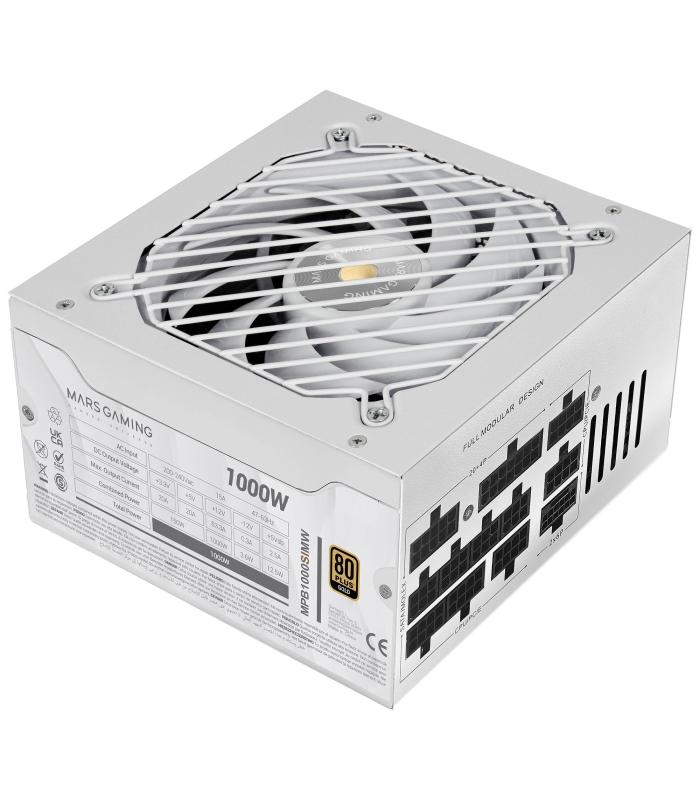 Fuente De Alimentacin Mars Gaming MPB1000SIM  1000W  Ventilador 14cm  80 Plus Gold  Blanca