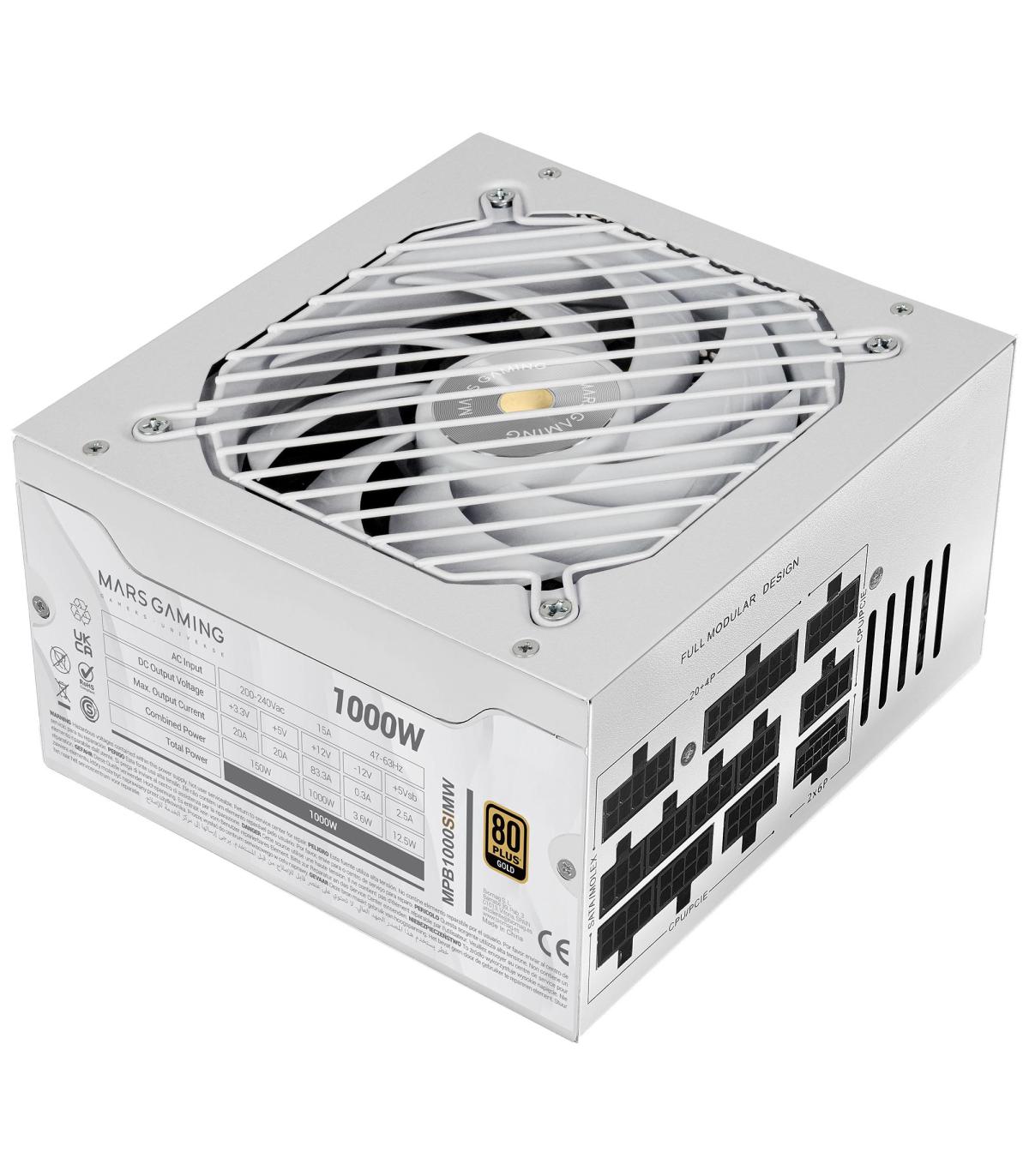Fuente De Alimentacin Mars Gaming MPB1000SIM  1000W  Ventilador 14cm  80 Plus Gold  Blanca