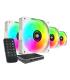 Pack 4 Ventiladores Mars Gaming MF-SI4KIT  12cm + HUB + Mando A Distancia  ARGB  Blancos