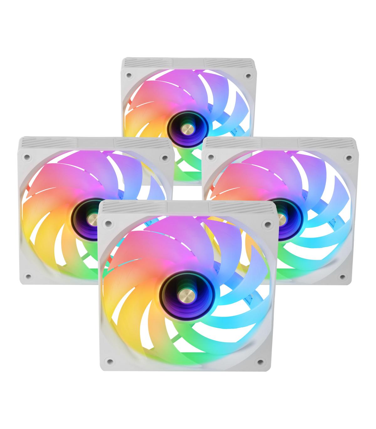 Pack 4 Ventiladores Mars Gaming MF-SI4KIT  12cm + HUB + Mando A Distancia  ARGB  Blancos