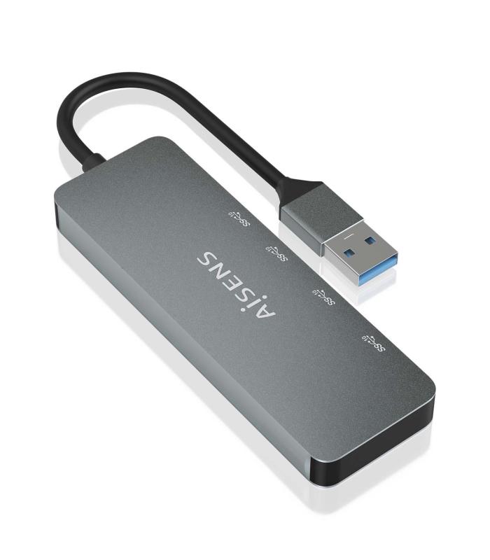 Hub USB 3.2 Aisens A106-0696  2xUSB  2xUSB Tipo-C  Gris
