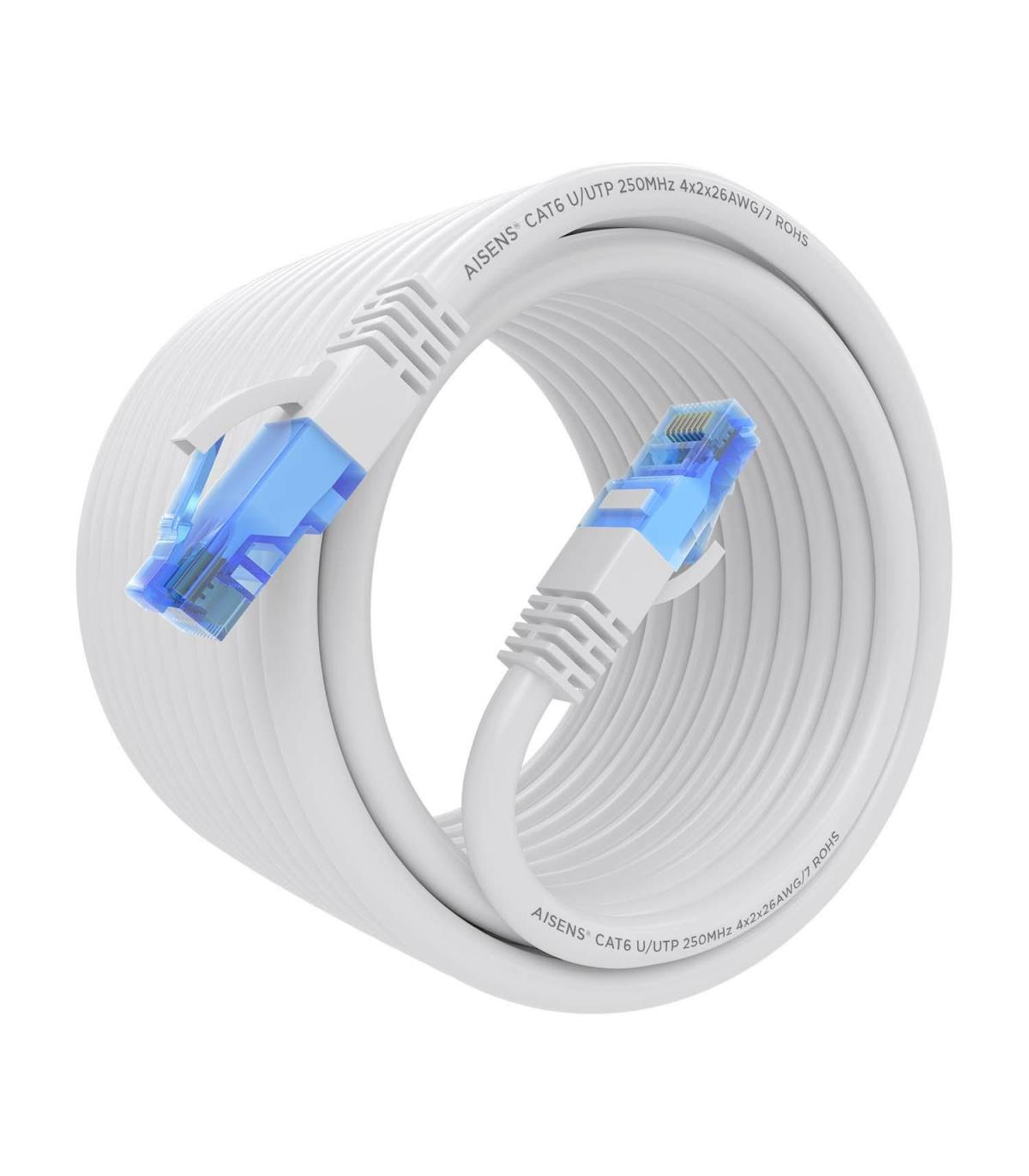 CABLE RED LATIGUILLO RJ45 CAT.6 UTP AWG26 CCA BLANCO 10M AISENS A135-0826