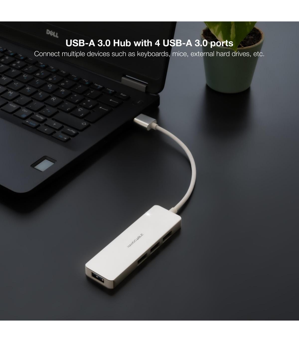 Nanocable Hub USB 3.0 4 X USB 3.0 10cm. Gris