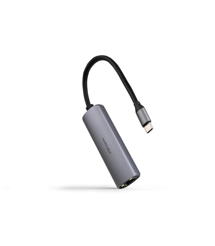 Hub USB Tipo-C 3.1 Nanocable 10.16.4603  1xUSB Tipo-C PD  1xRJ45  Gris