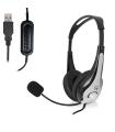 Ewent EW3565 Auricular Y Casco Auriculares Almbrico Diadema Llamadas Msica USB Tipo A Negro, Blanco
