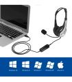 Ewent EW3565 Auricular Y Casco Auriculares Almbrico Diadema Llamadas Msica USB Tipo A Negro, Blanco