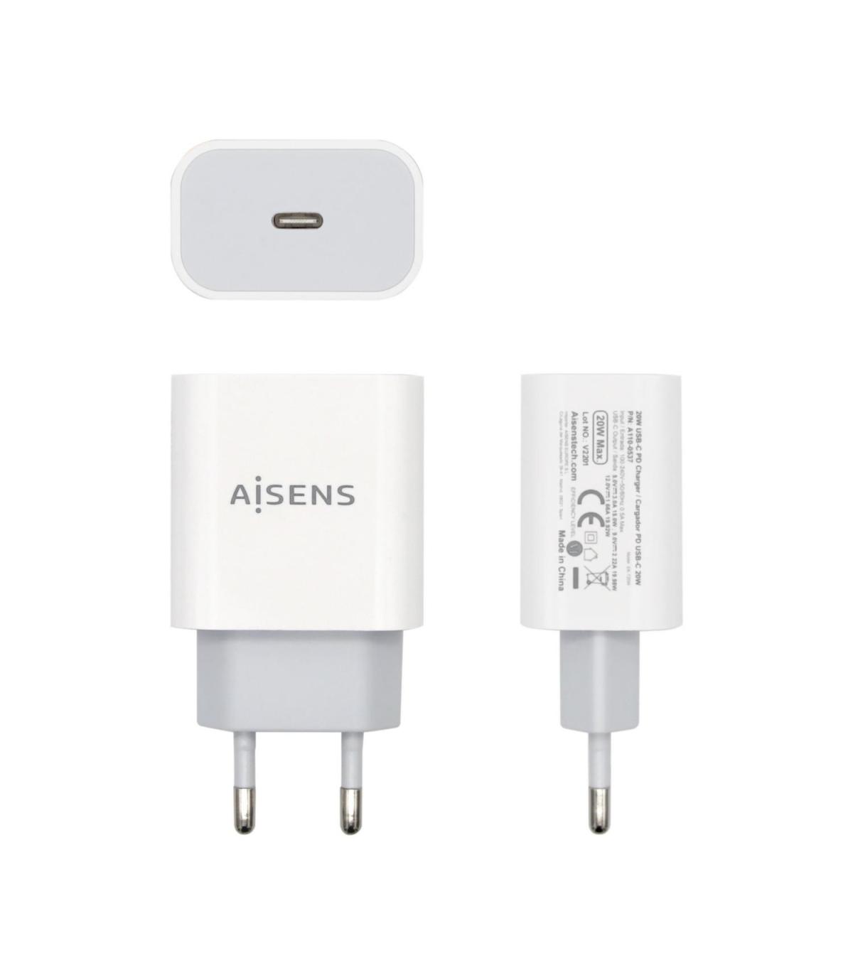 CARGADOR USB-C AISENS PD3.0 1 PUERTO 1xUSB-C 20W BLANCO